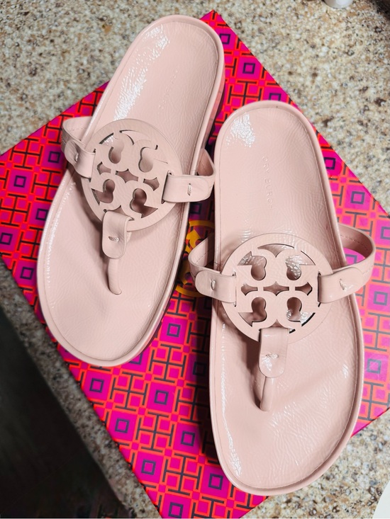 Tory Burch Shoes - Tory Burch Miller Cloud Lug Sole Blush Nude Pink Patent Leather Sandals size 7.5